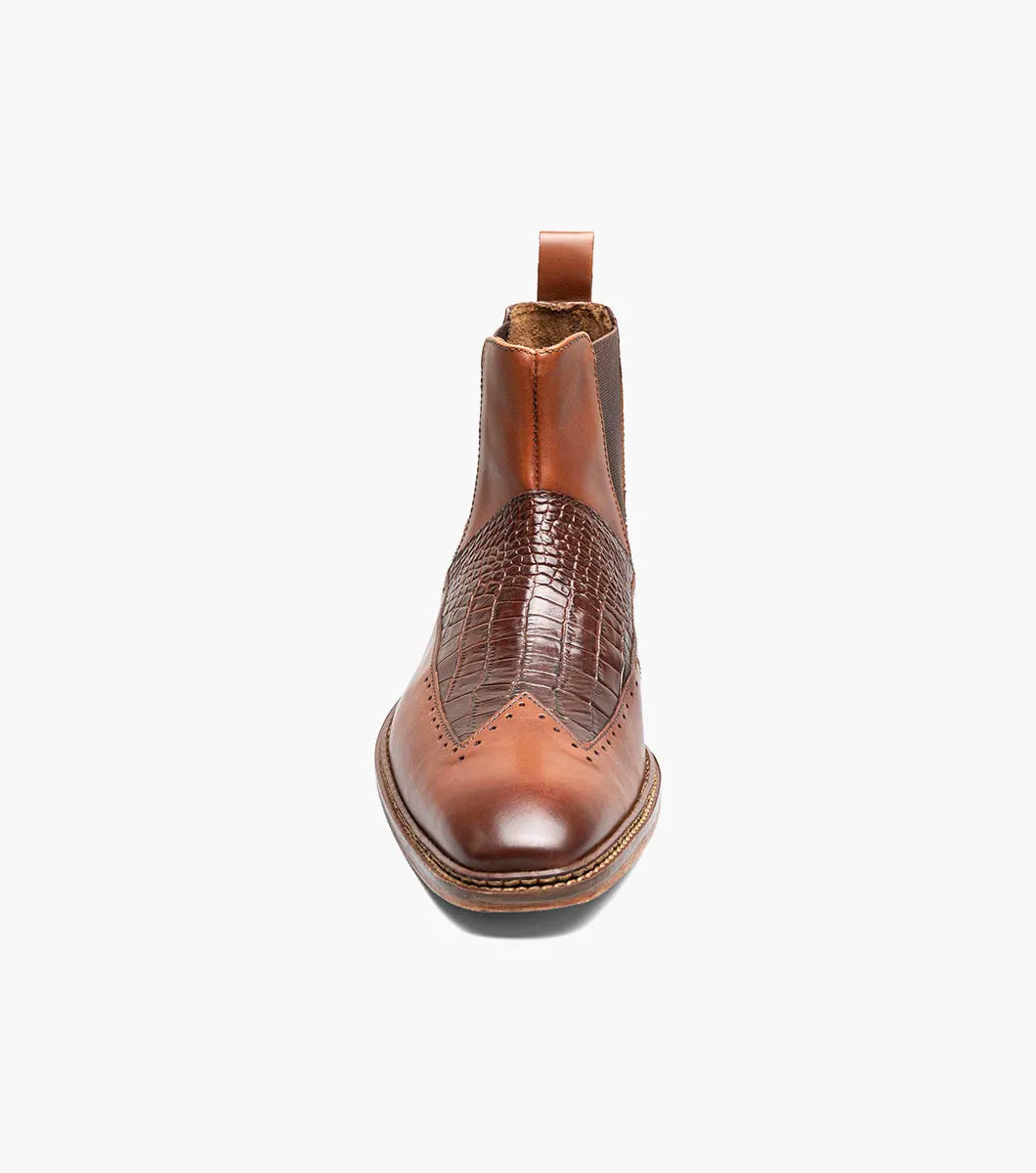 Stacy Adams Garza Wingtip Chelsea Boot Leather Cognac 25782-221