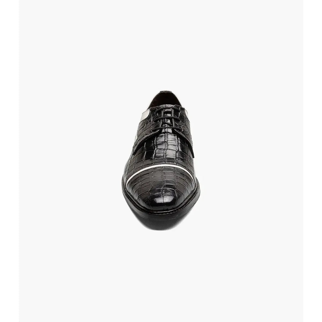 Stacy Adams Fiorentino Cap Toe Oxford Print Leather 25814-111 Black & White