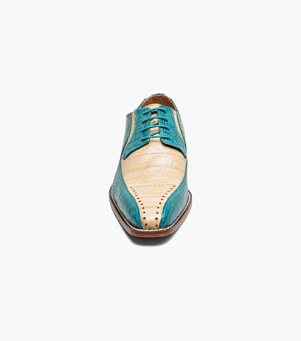 Stacy Adams Talamanco Bike Toe Oxford Animal Print Teal Multi 25788-448