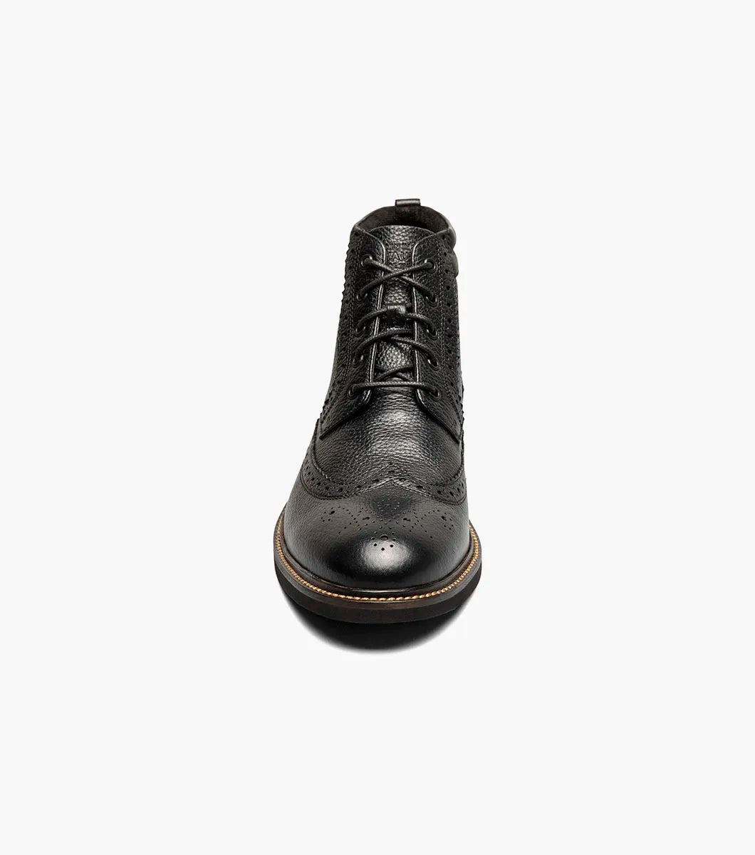 Nunn Bush Odell II Wingtip Boot Lightweight Black Tumbled 85089-007