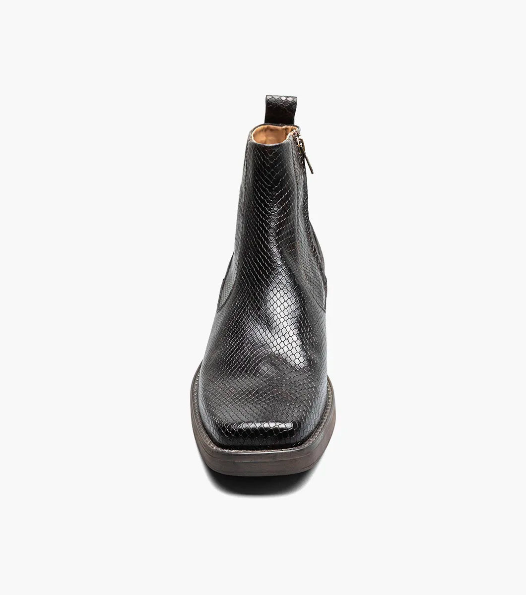 Stacy Adams Shea Plain Toe Side Zip Boot Snakeskin 25786-200 Brown
