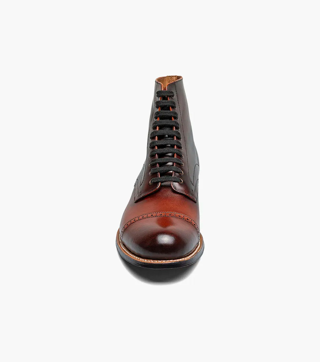 Stacy Adams Madison Cap Toe Lace Up Boot Tone On Tone Cognac 00110-221