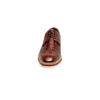 25725-221 Cognac Stacy Adams Alario Wingtip Croco Embossed Leather Shoes