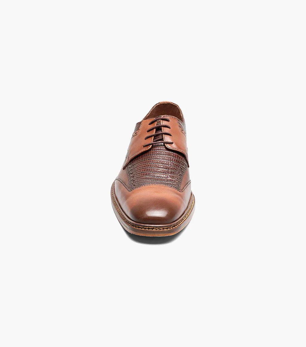 Stacy Adams Gambetta Modified Cap Toe Oxford Leather Shoes Cognac  25780-221