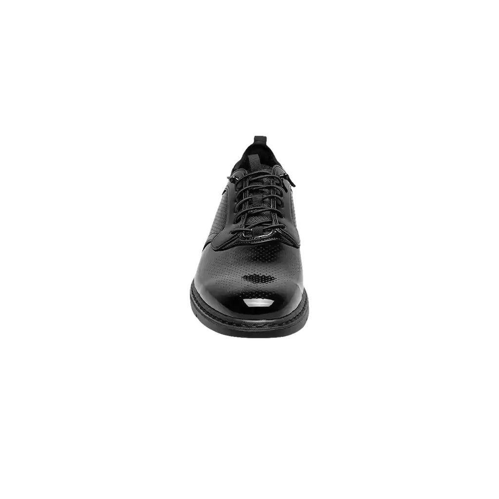 25715-004 Stacy Adams Spyre Plain Toe Elastic Lace Up Shoes Black Patent