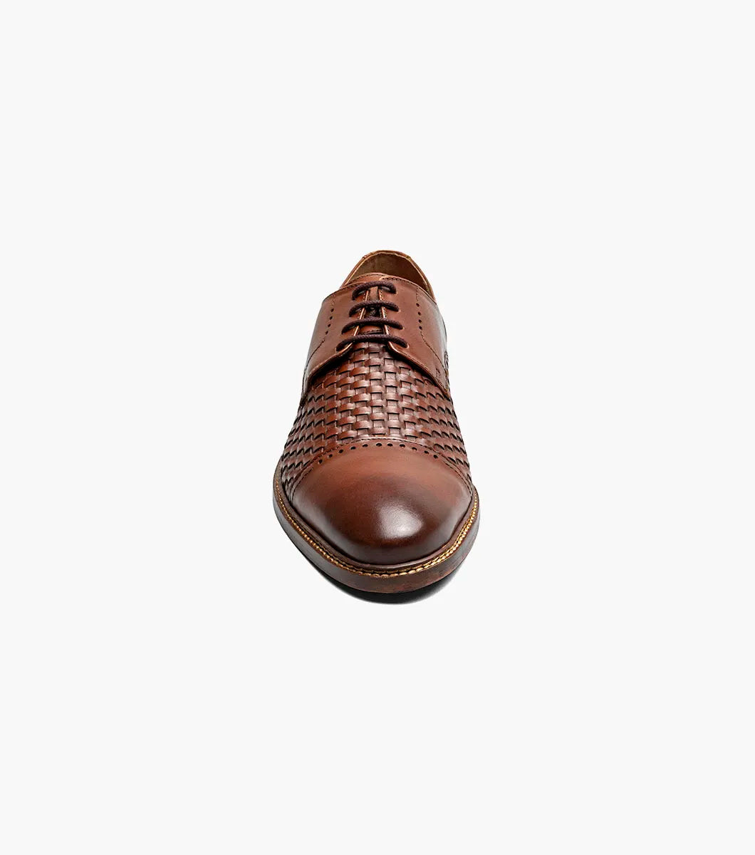 Stacy Adams Franchetti Cap Toe Oxford Leather Shoes 25812-221 Cognac