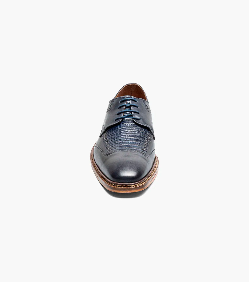 Stacy Adams Gambetta Modified Cap Toe Oxford Leather Shoes Navy 25780-410