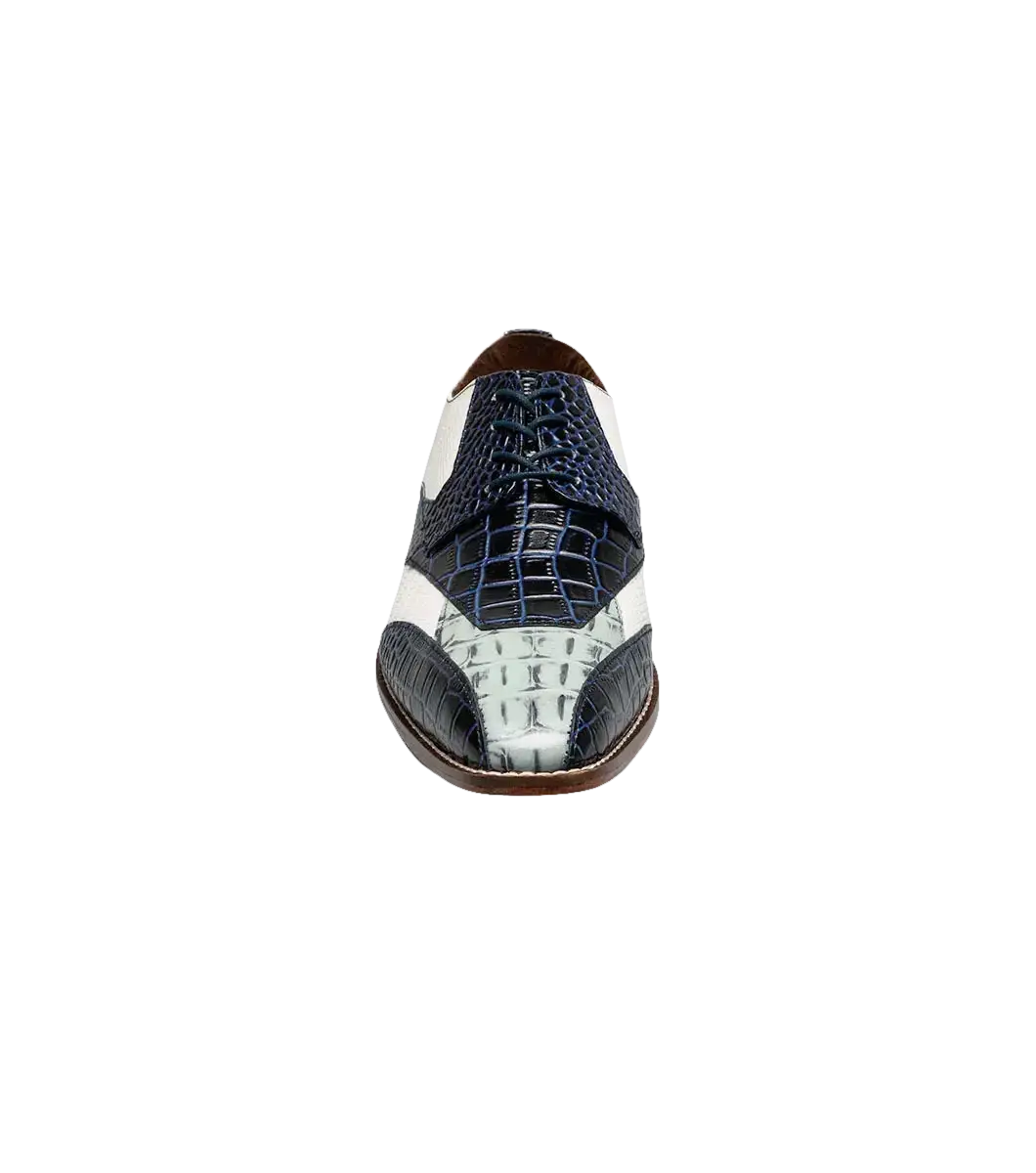 Stacy Adams Tristano Modified Bike Toe Oxford Shoes Dark Blue Multi 25694-469