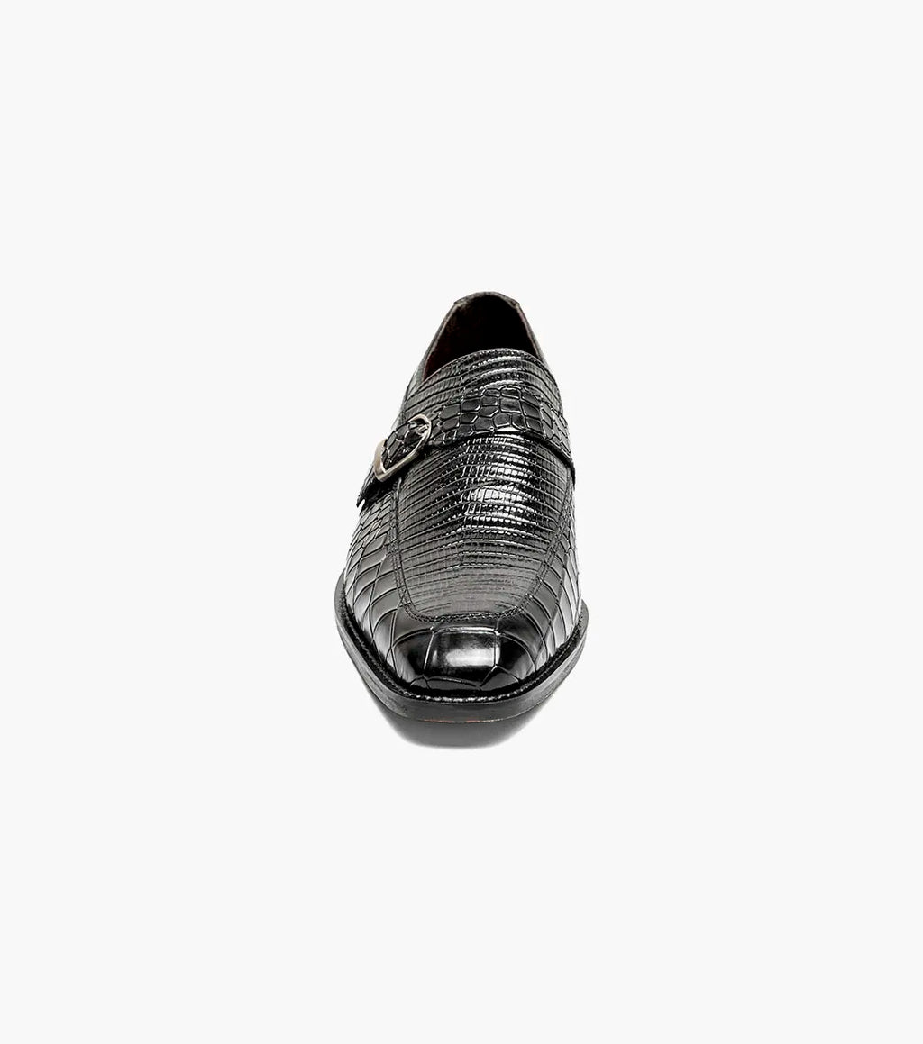 Stacy Adams Rubiano Moc Toe Buckle Strap Slip On Dark Black 25787-001