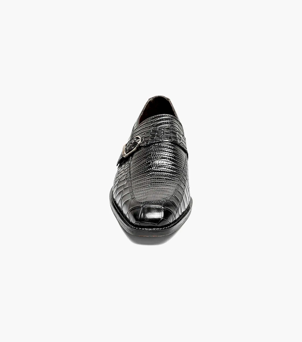 Stacy Adams Rubiano Moc Toe Buckle Strap Slip On Dark Black 25787-001