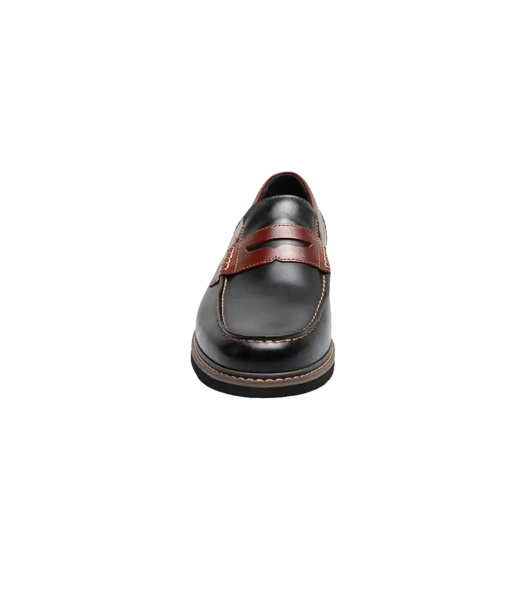 Nunn Bush Odin II Moc Toe Penny Loafer Shoes Black Multi 85154-009