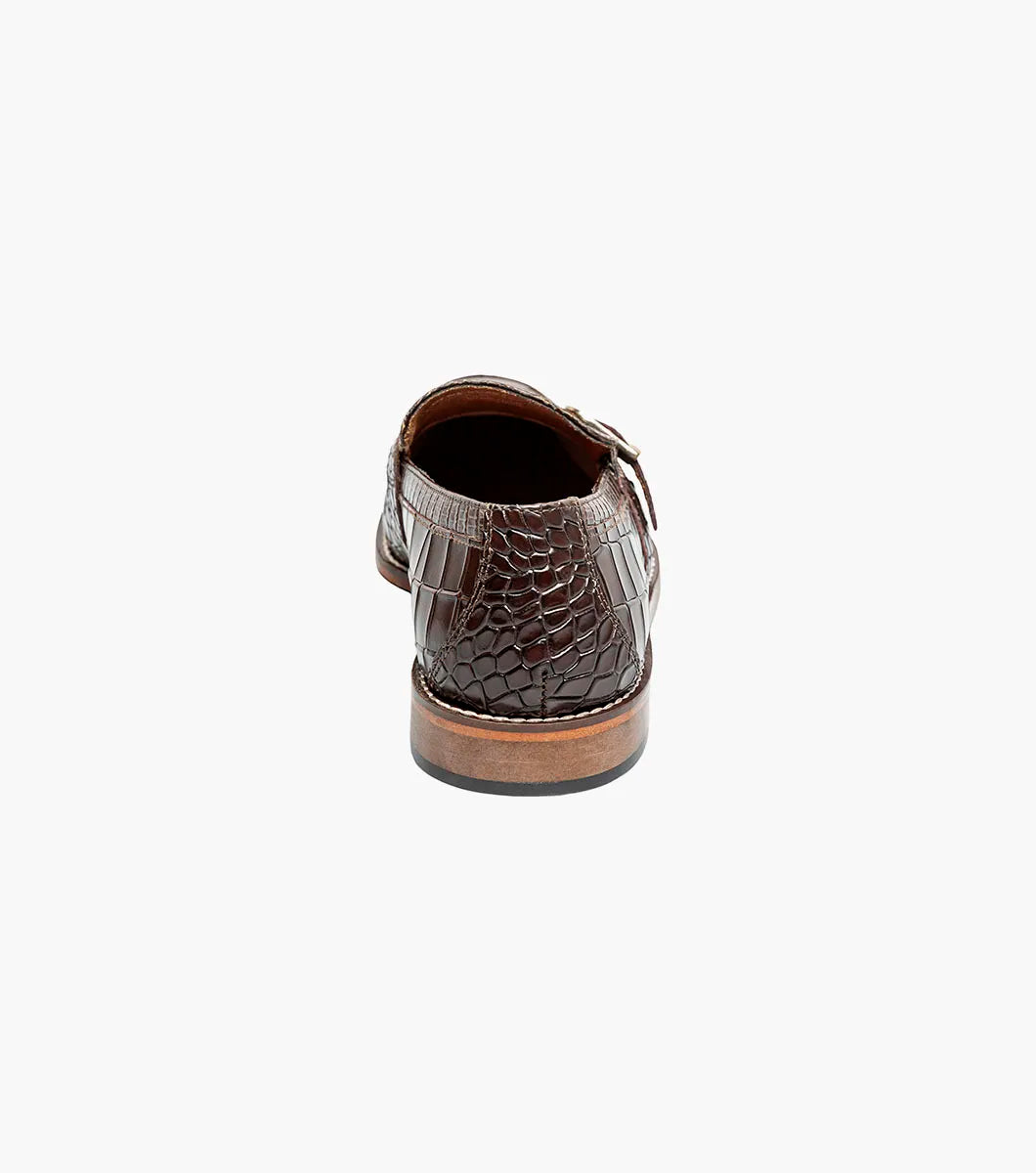 Stacy Adams Rubiano Moc Toe Buckle Strap Slip On Dark Brown 25787-200