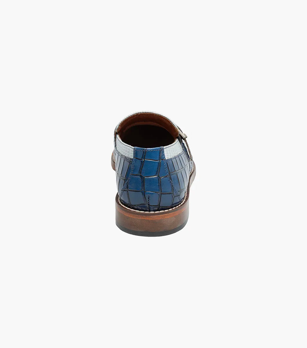Stacy Adams Rubiano Moc Toe Buckle Strap Slip On Dark Blue Multi 25787-469