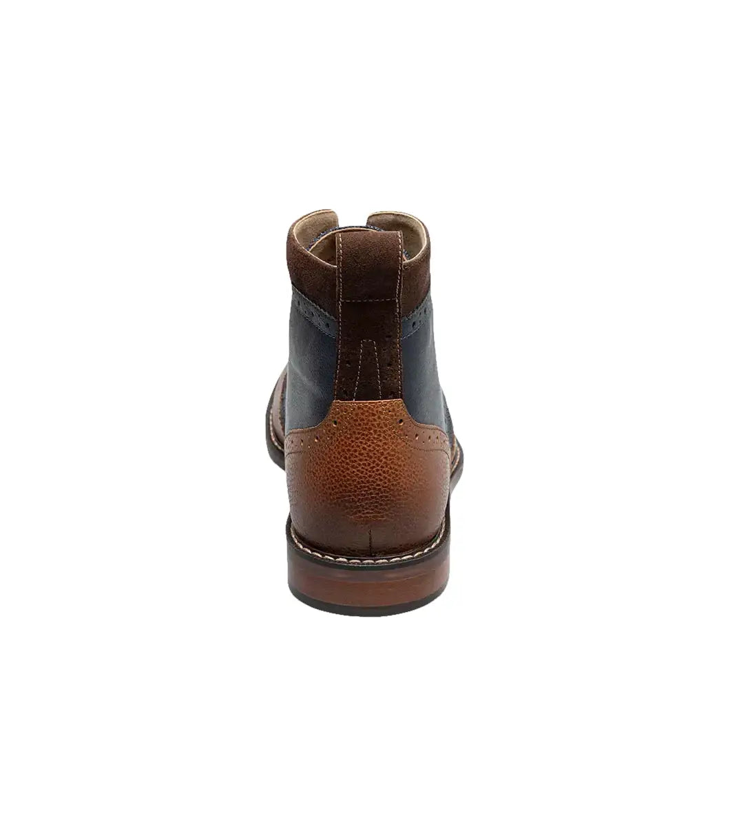 Stacy Adams Finnegan Wingtip Lace-Up Boot Cognac with Navy 25427-470
