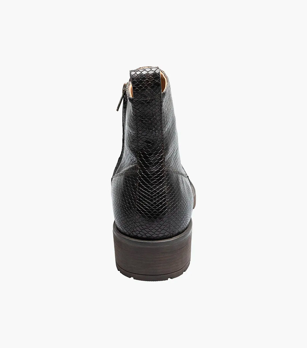 Stacy Adams Shea Plain Toe Side Zip Boot Snakeskin 25786-200 Brown