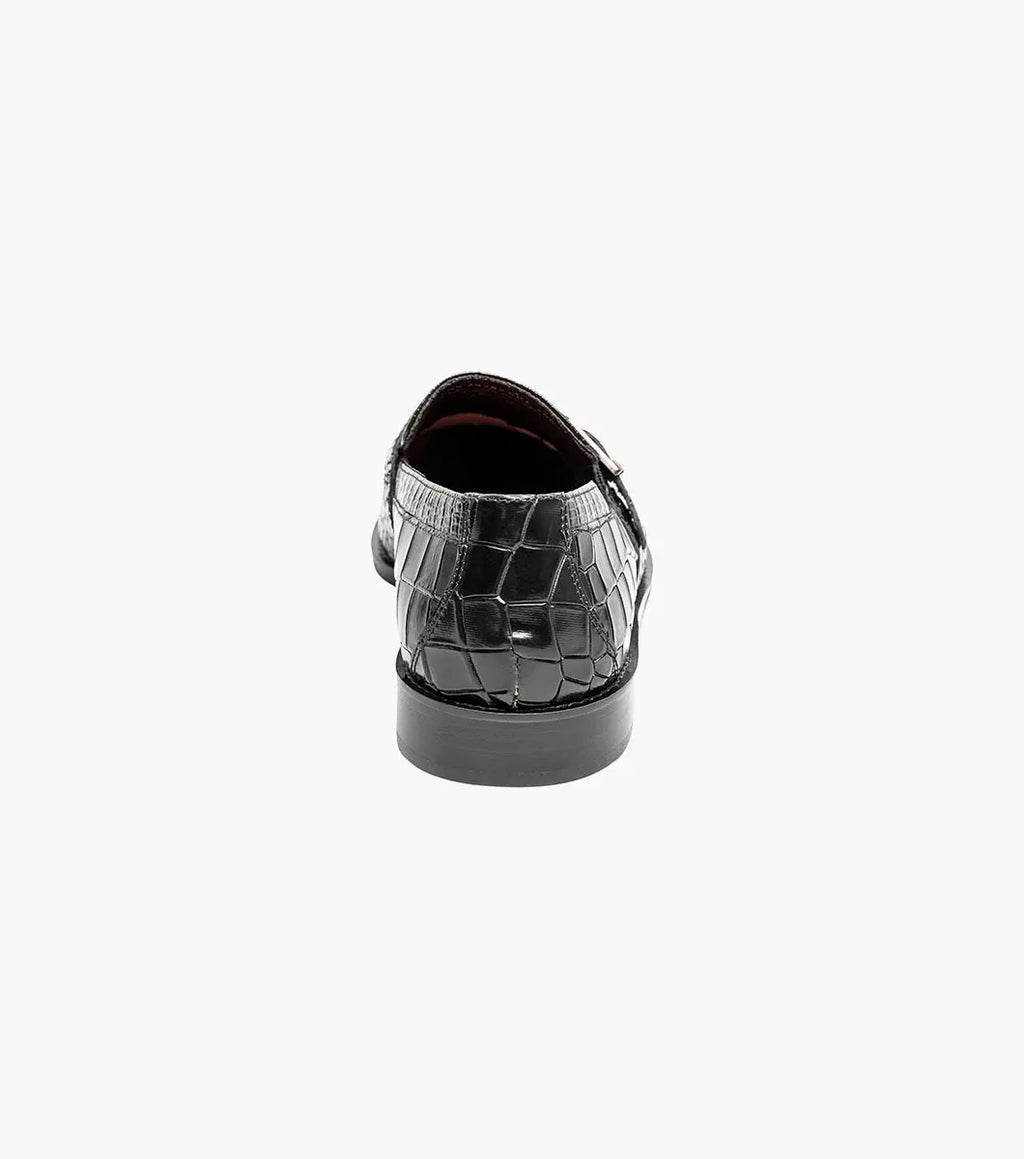 Stacy Adams Rubiano Moc Toe Buckle Strap Slip On Dark Black 25787-001