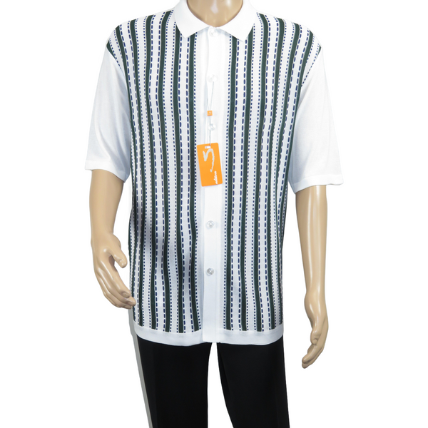 Men's Sports Shirt Knit by Silversilk  Stacy Adams 6120 Black Navy Green Size XL