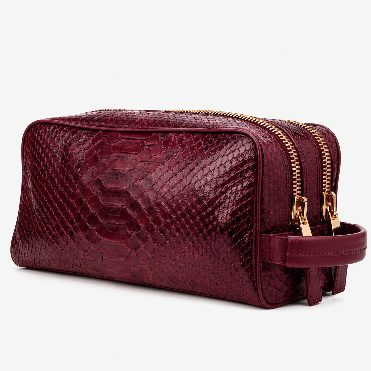 The Belluno Burgundy Snake Leather Men’s Essentials Bag