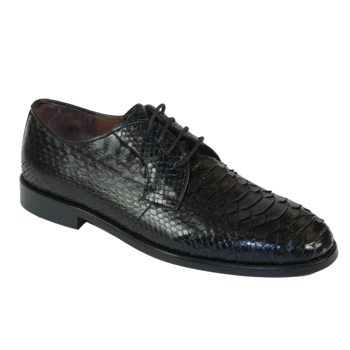 Men's Shoes By SHENBINS Genuine Python Leather Hand Made in Turkey 101-1 Black Snake
