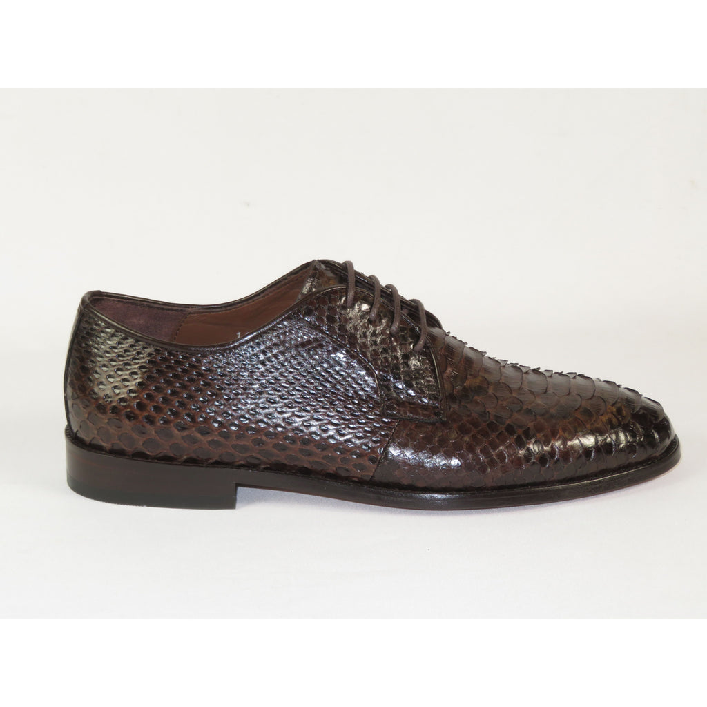 Men's Shoes By SHENBINS Genuine Python Leather Hand Made in Turkey 101-1 Brown Snake