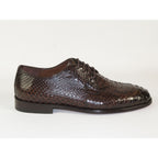 Men's Shoes By SHENBINS Genuine Python Leather Hand Made in Turkey 101-1 Brown Snake