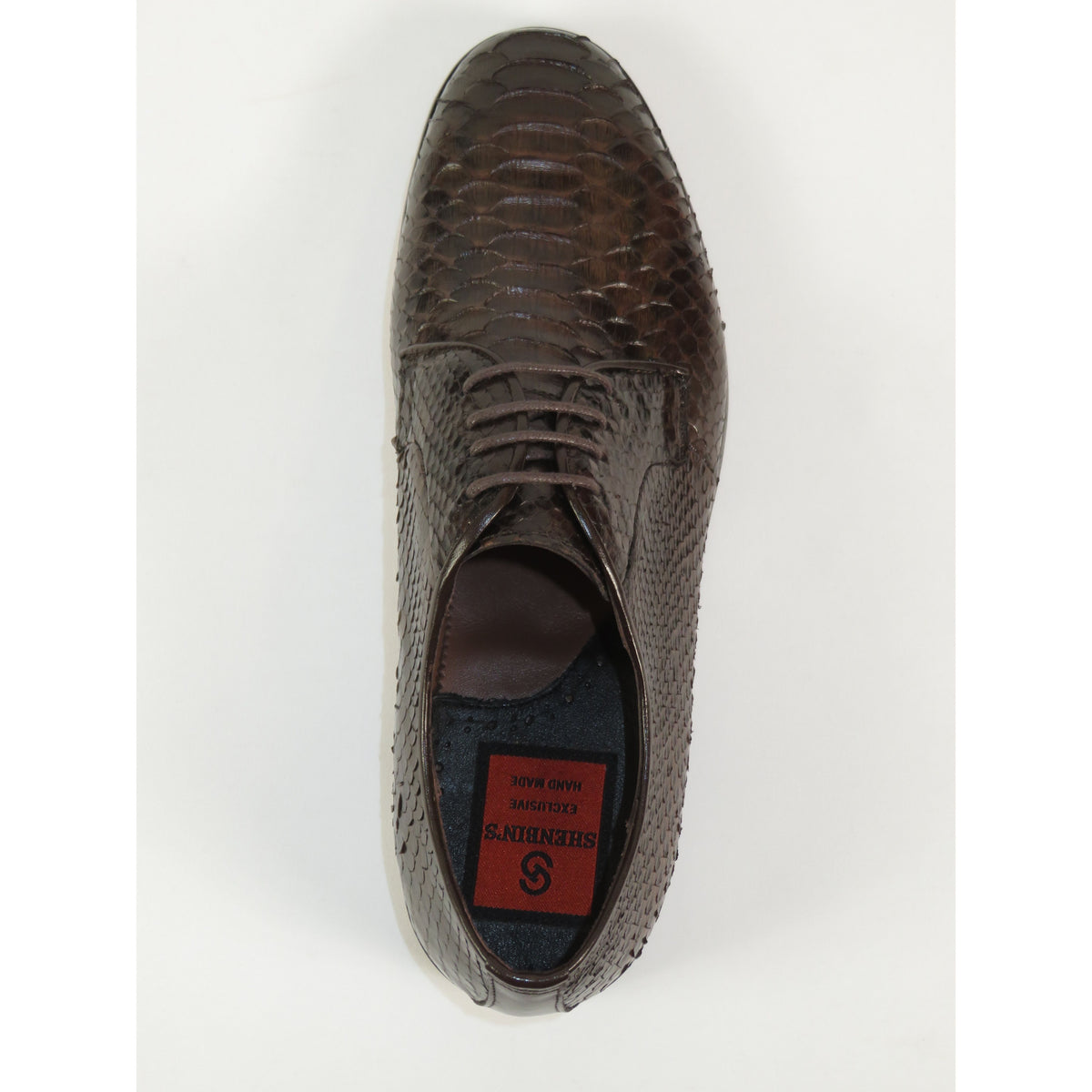 Men's Shoes By SHENBINS Genuine Python Leather Hand Made in Turkey 101-1 Brown Snake
