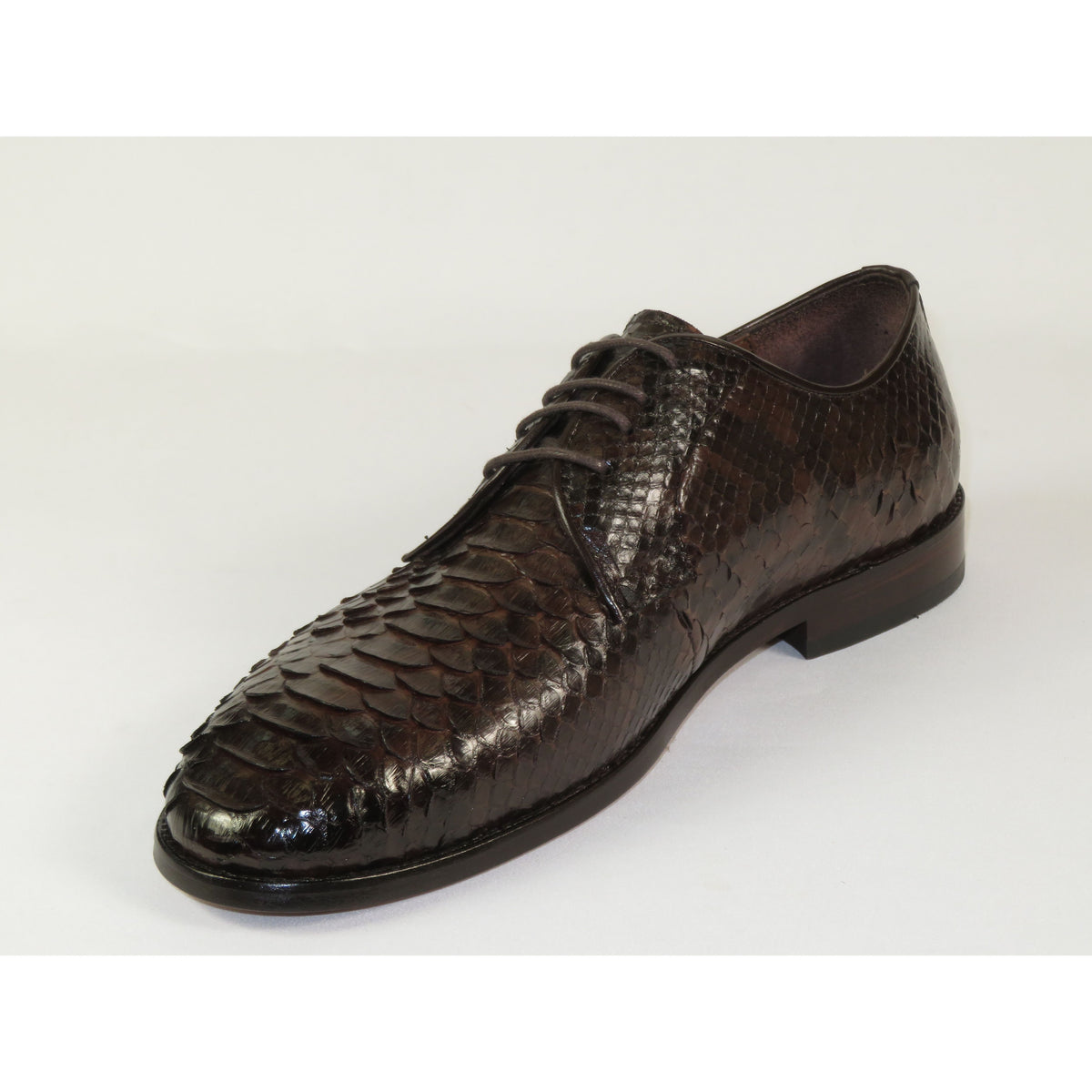 Men's Shoes By SHENBINS Genuine Python Leather Hand Made in Turkey 101-1 Brown Snake