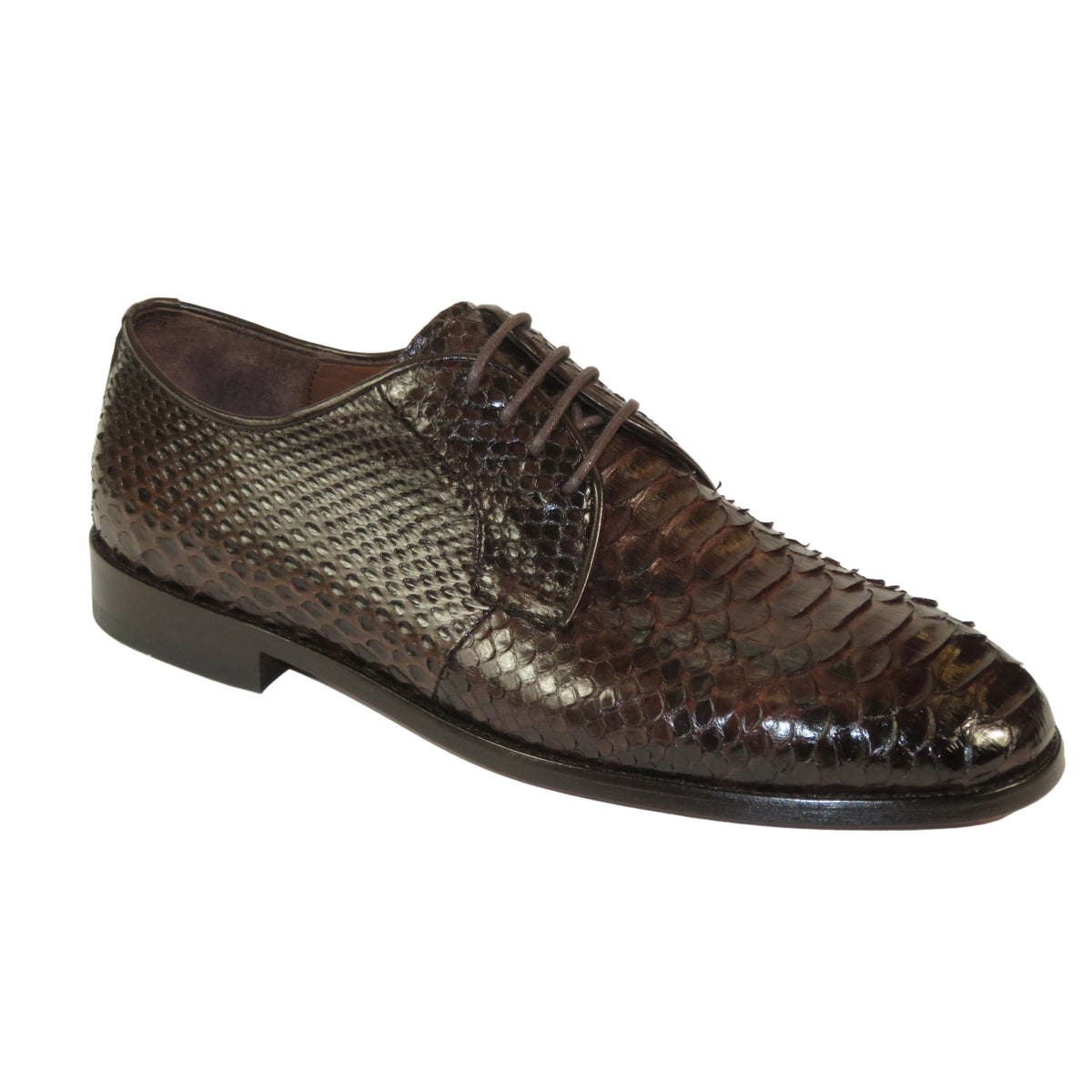 Men's Shoes By SHENBINS Genuine Python Leather Hand Made in Turkey 101-1 Brown Snake
