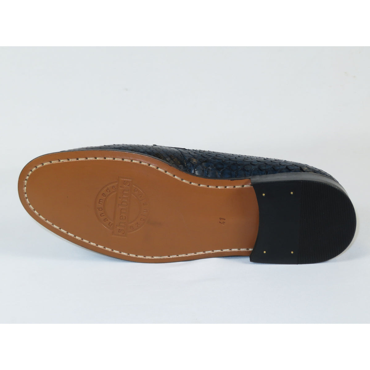 Men's Shoes By SHENBINS Genuine Python Leather Hand Made in Turkey 101-1 Navy Snake