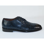 Men's Shoes By SHENBINS Genuine Python Leather Hand Made in Turkey 101-1 Navy Snake