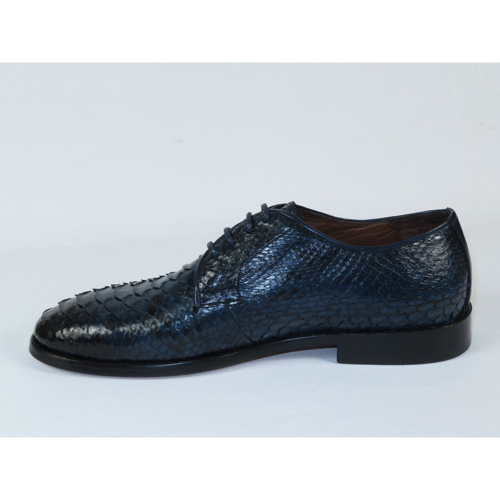 Men's Shoes By SHENBINS Genuine Python Leather Hand Made in Turkey 101-1 Navy Snake