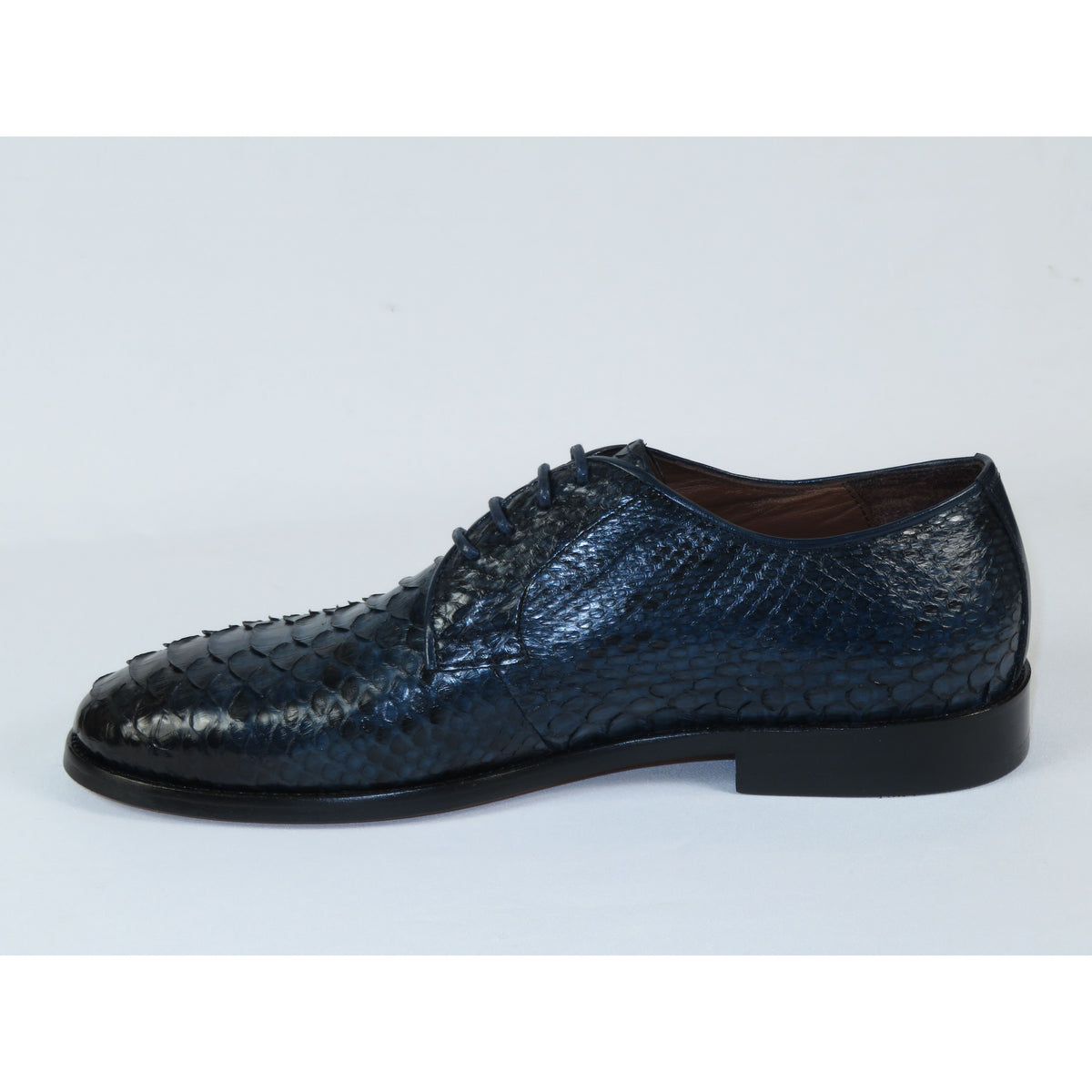 Men's Shoes By SHENBINS Genuine Python Leather Hand Made in Turkey 101-1 Navy Snake