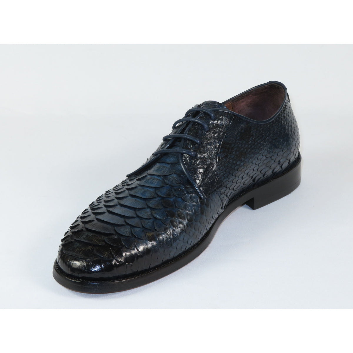 Men's Shoes By SHENBINS Genuine Python Leather Hand Made in Turkey 101-1 Navy Snake