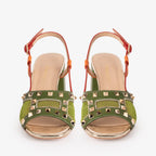Vinci The Linea Green Leather Women Slingback Sandal