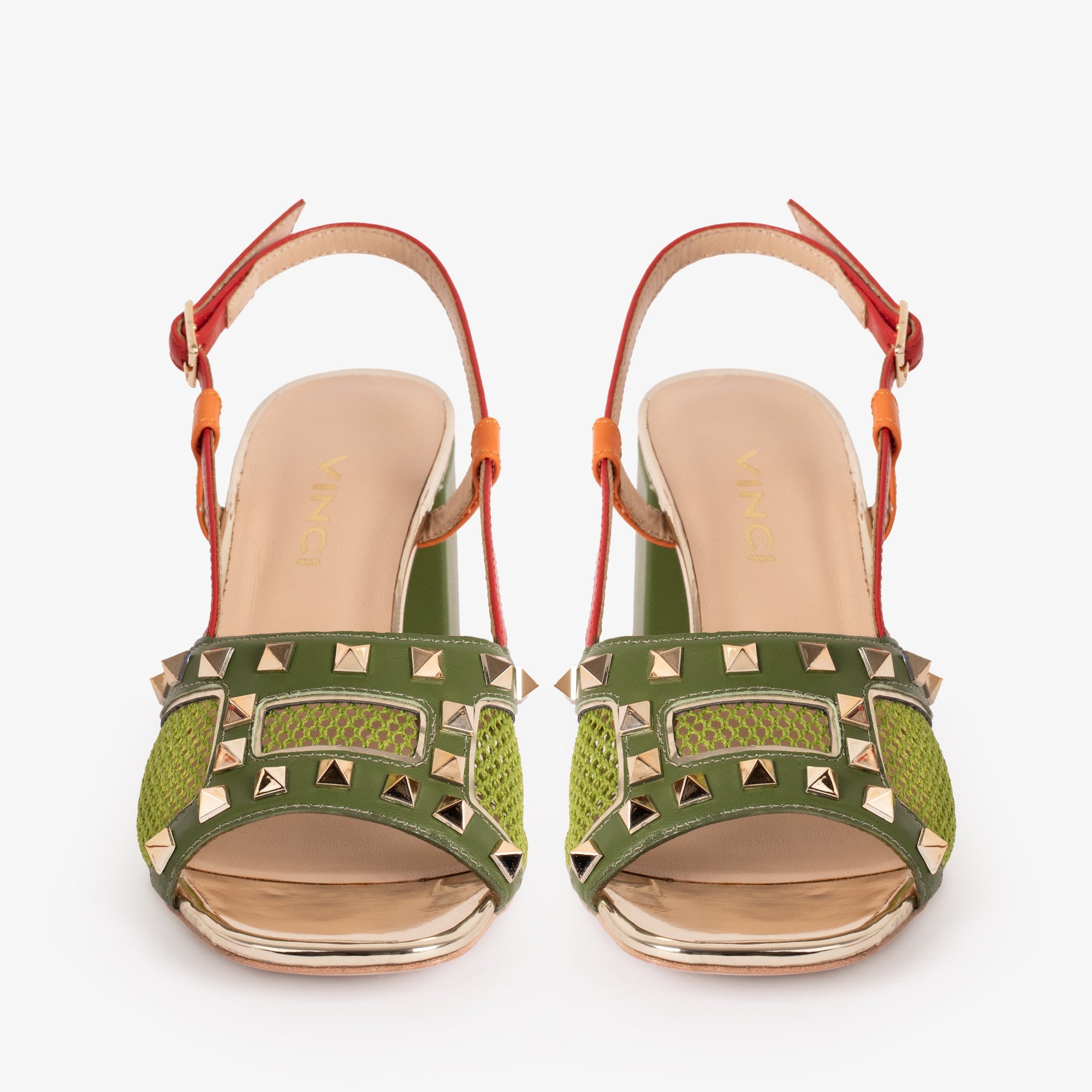 Vinci The Linea Green Leather Women Slingback Sandal