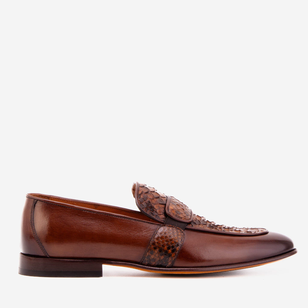 Vinci The Dorian Tan Snake and Baby Buffalo Leather Loafer Men Shoe