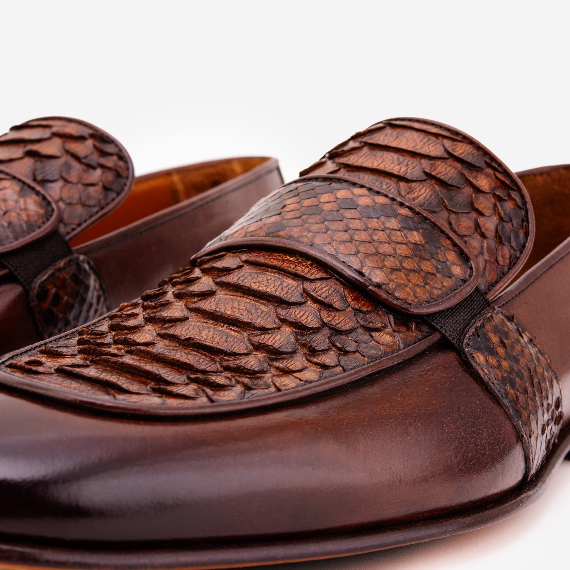 Vinci The Dorian Tan Snake and Baby Buffalo Leather Loafer Men Shoe