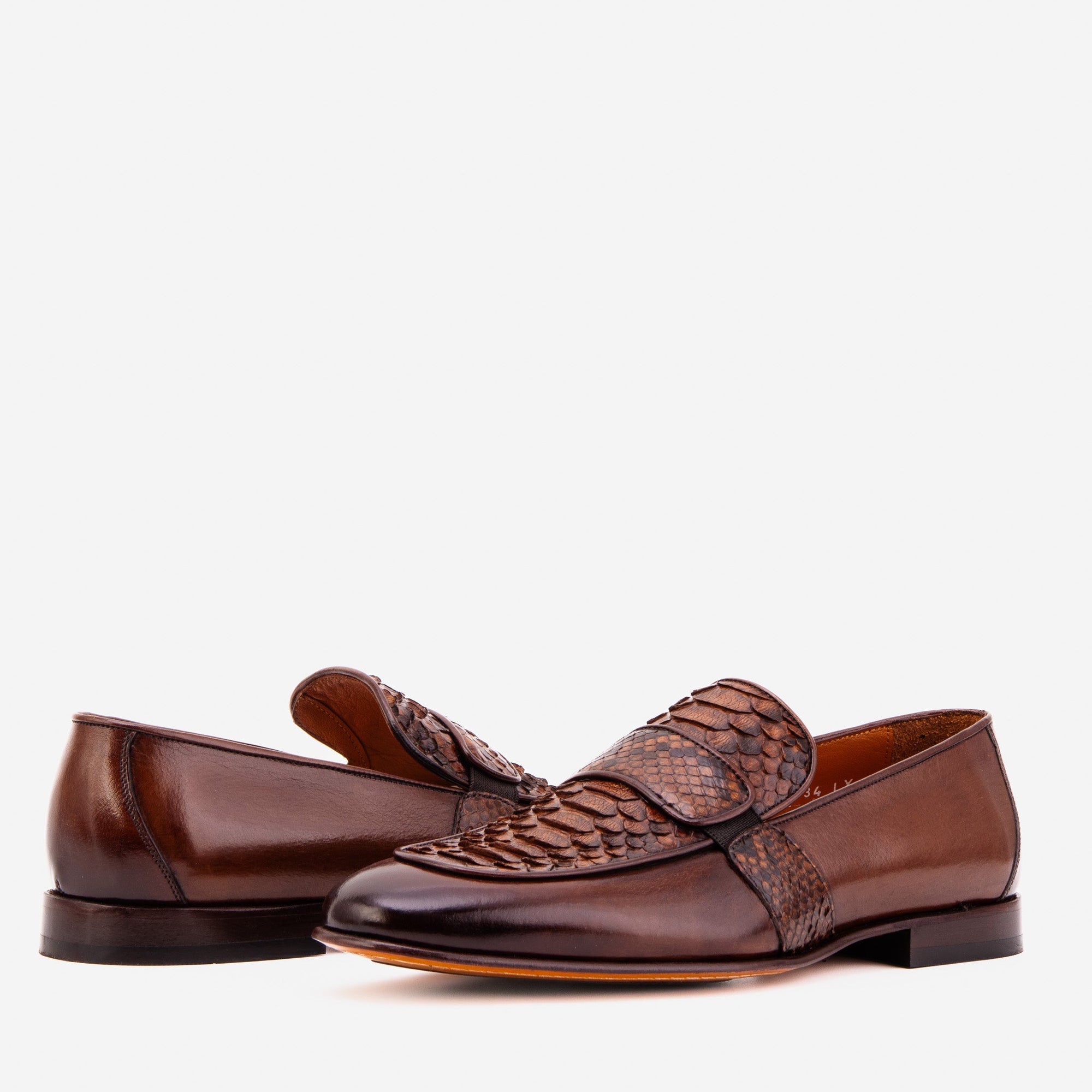 Vinci The Dorian Tan Snake and Baby Buffalo Leather Loafer Men Shoe