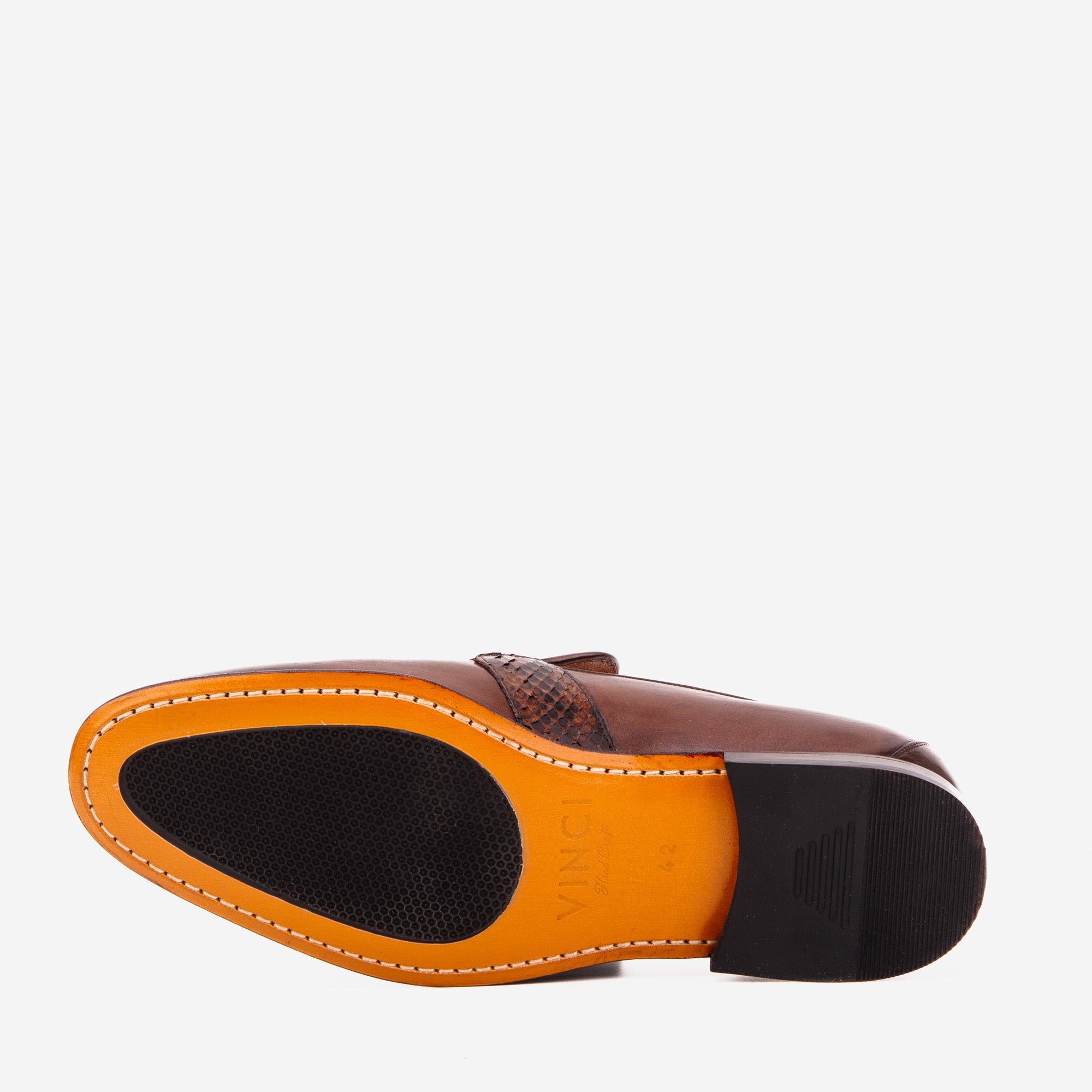 Vinci The Dorian Tan Snake and Baby Buffalo Leather Loafer Men Shoe