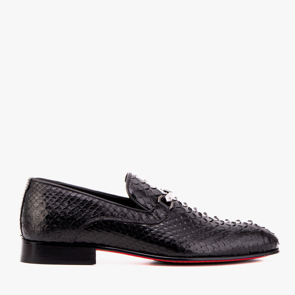 The Viper Black Snake Skin Leather Bit Loafer Men Shoe