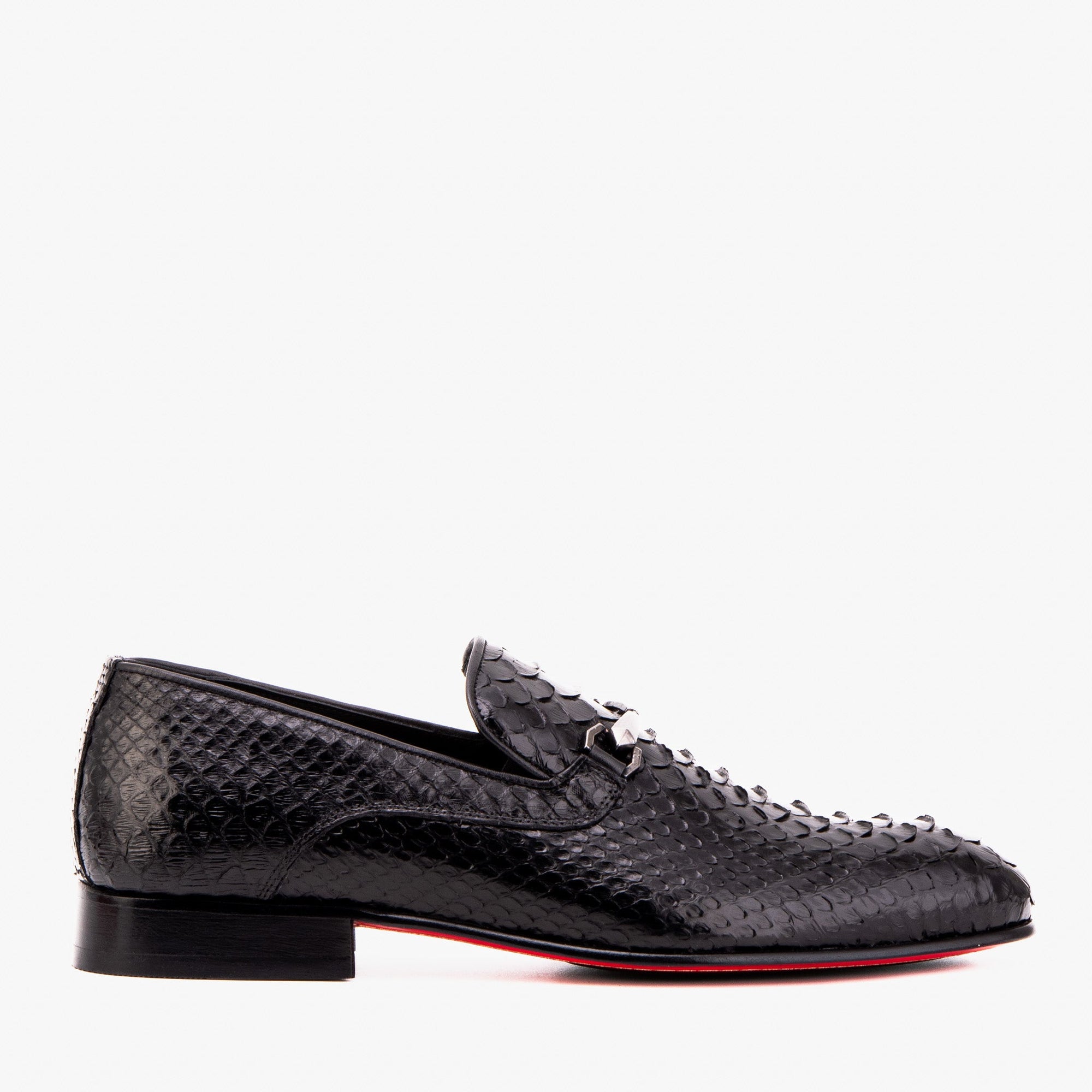 The Viper Black Snake Skin Leather Bit Loafer Men Shoe