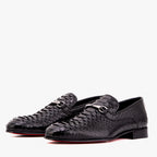 The Viper Black Snake Skin Leather Bit Loafer Men Shoe