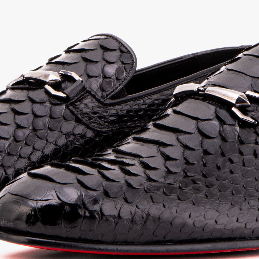 The Viper Black Snake Skin Leather Bit Loafer Men Shoe