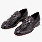 The Viper Black Snake Skin Leather Bit Loafer Men Shoe