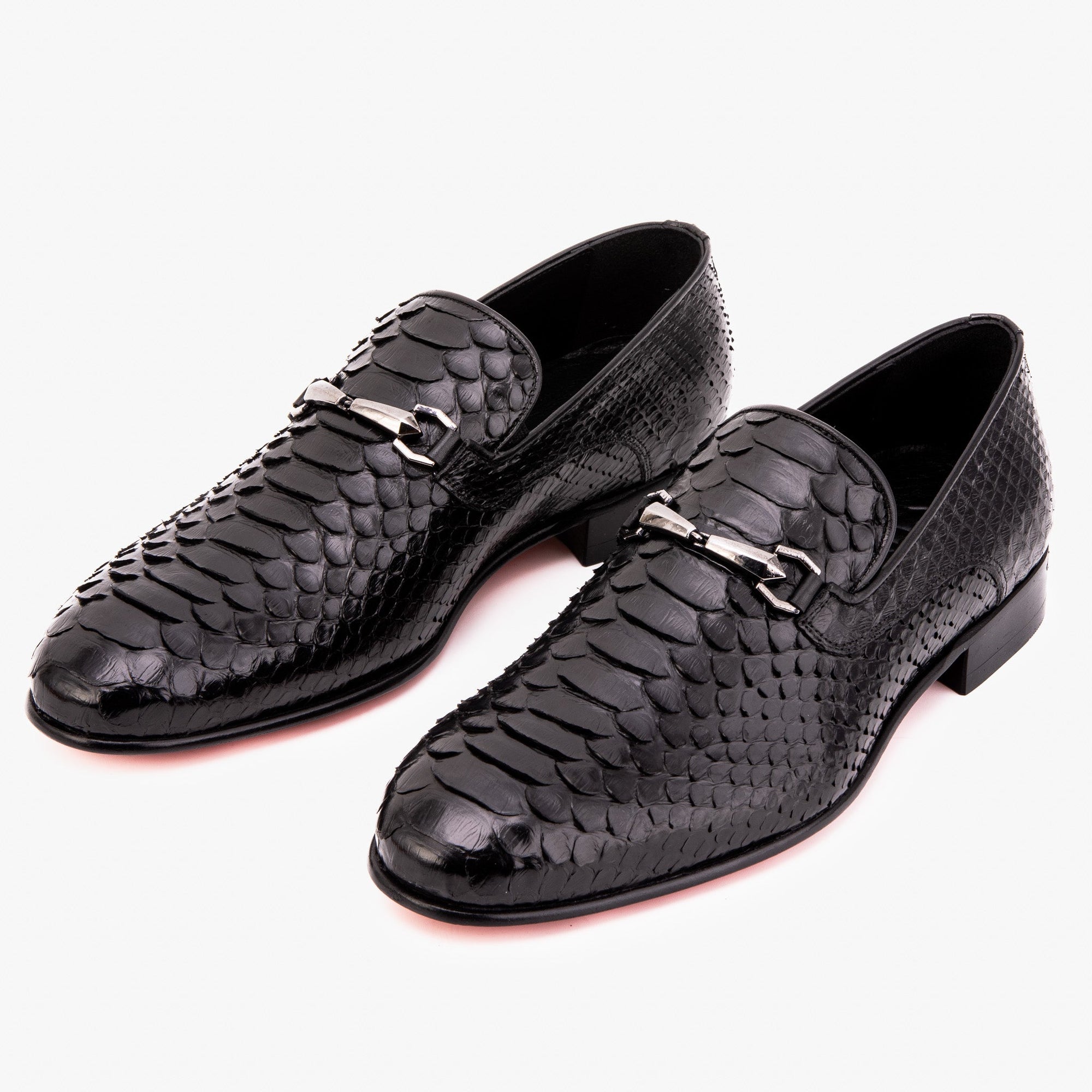 The Viper Black Snake Skin Leather Bit Loafer Men Shoe
