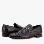 The Viper Black Snake Skin Leather Bit Loafer Men Shoe