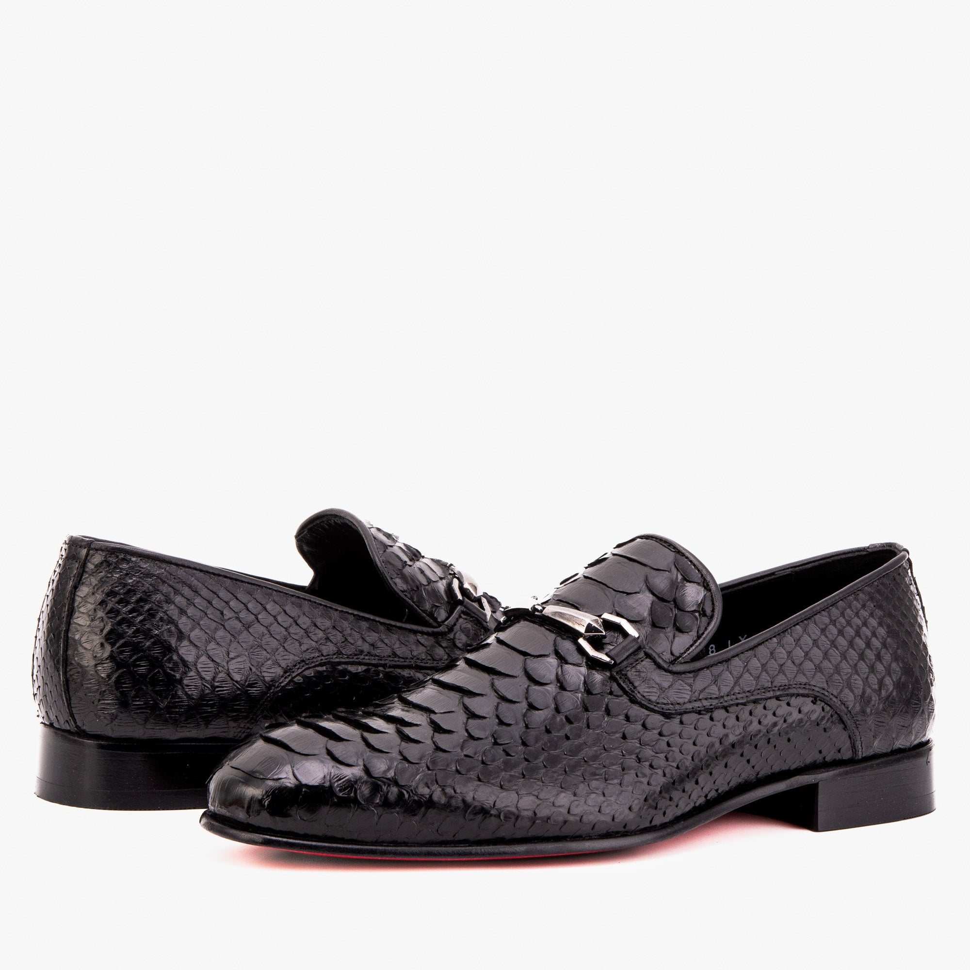 The Viper Black Snake Skin Leather Bit Loafer Men Shoe