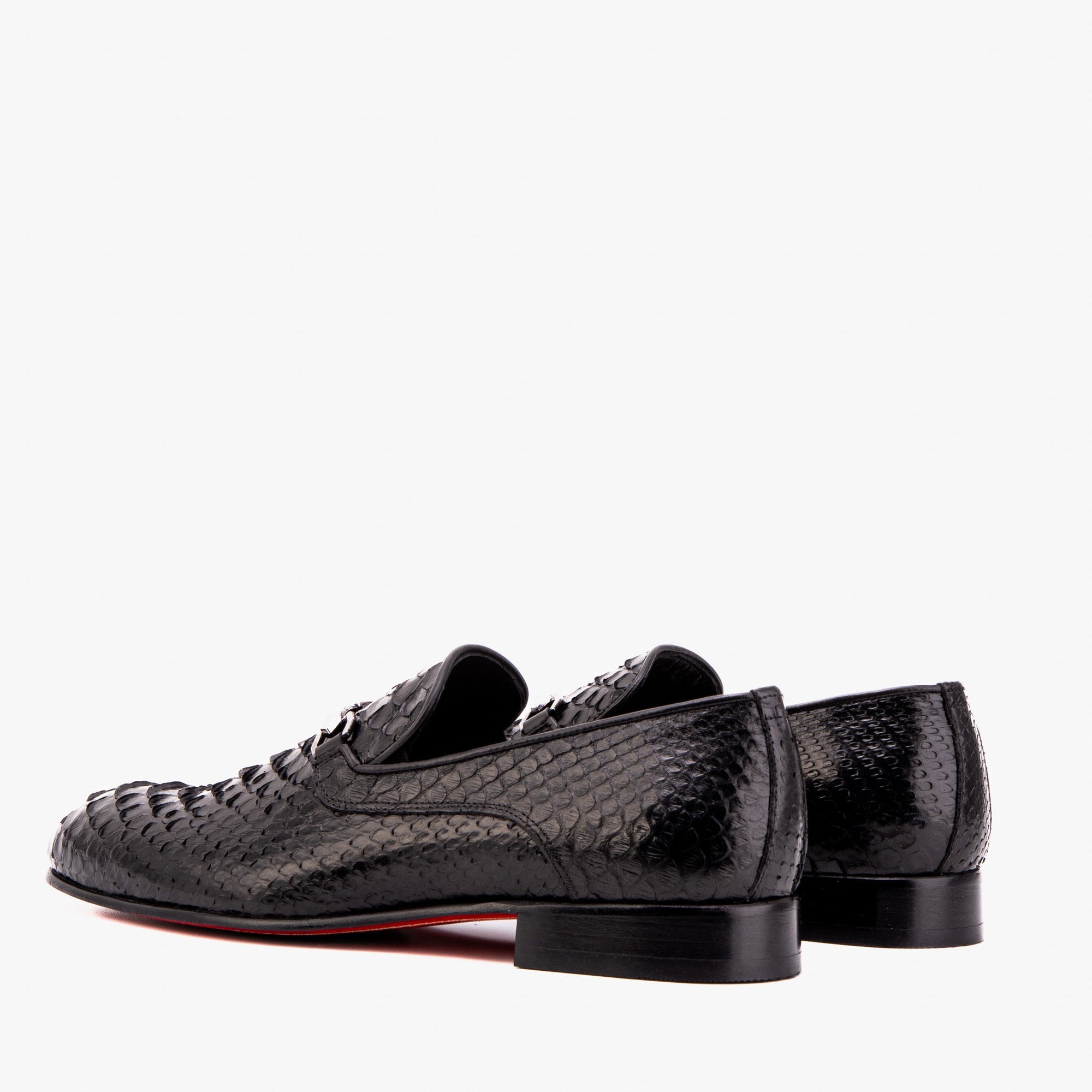 The Viper Black Snake Skin Leather Bit Loafer Men Shoe