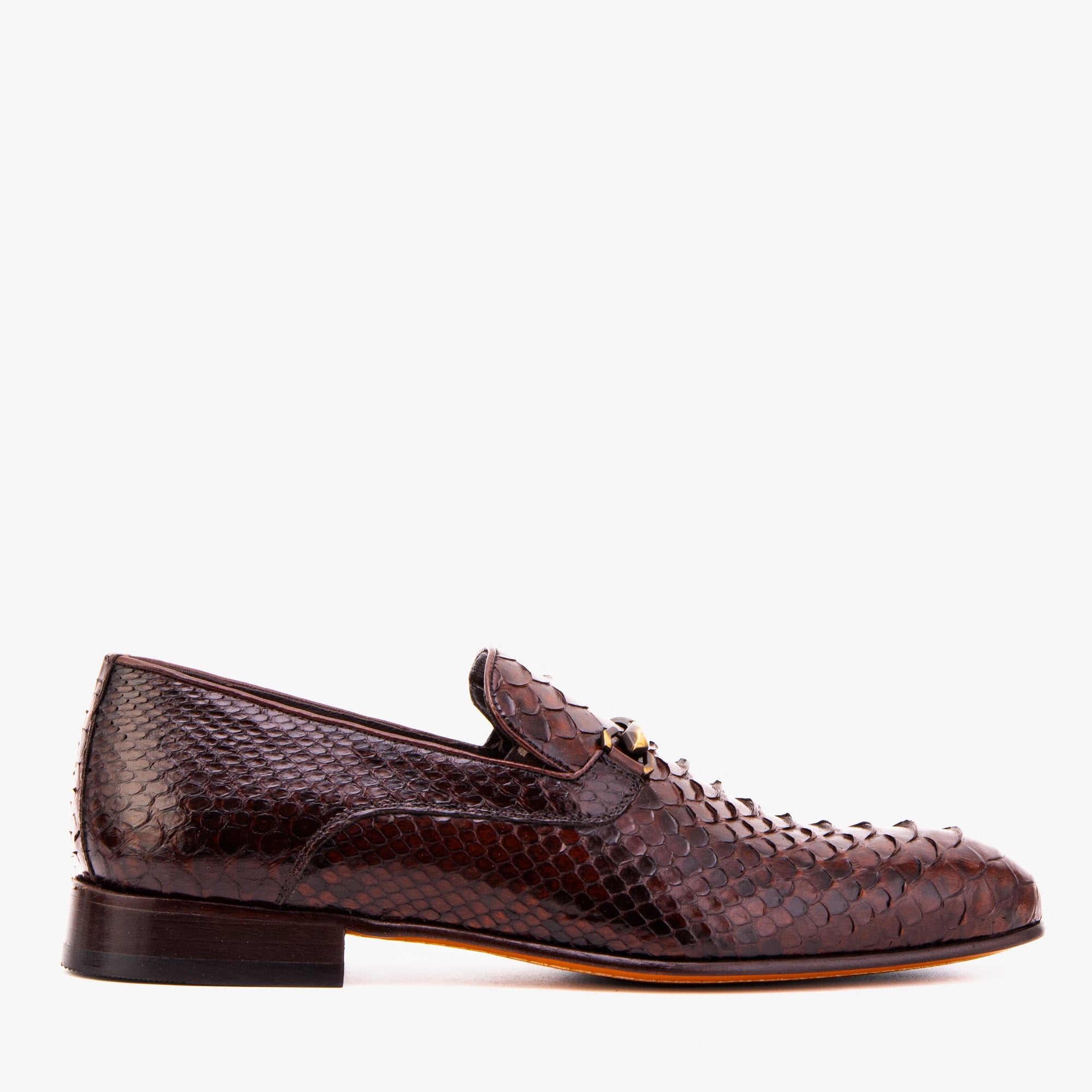 The Viper Brown Snake Skin Leather Bit Loafer Men Shoe