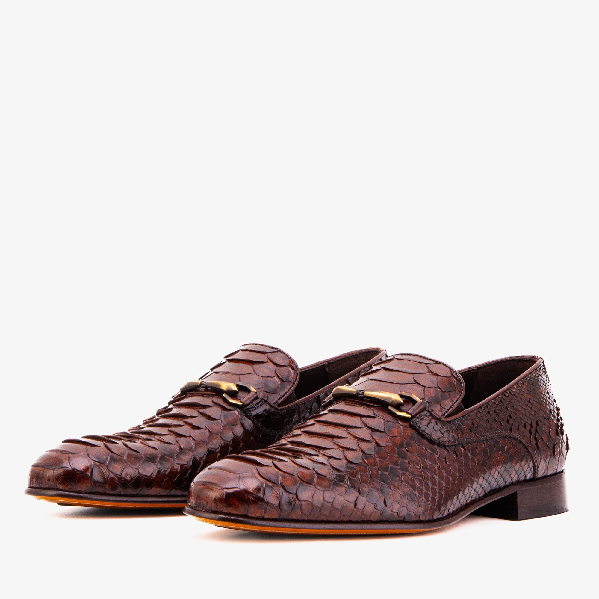 The Viper Brown Snake Skin Leather Bit Loafer Men Shoe